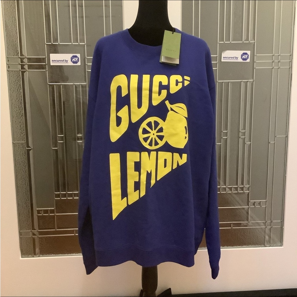 Gucci Royal Blue Sweatshirt with Yellow Lemon Design